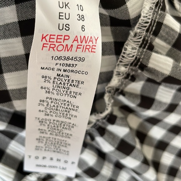 TopShop gingham backless puff sleeve top NWT - Picture 8 of 8